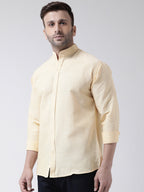 RIAG Beige Men's Chinese Collar Full Sleeves Shirt | Grocsy