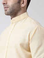 RIAG Beige Men's Chinese Collar Full Sleeves Shirt | Grocsy