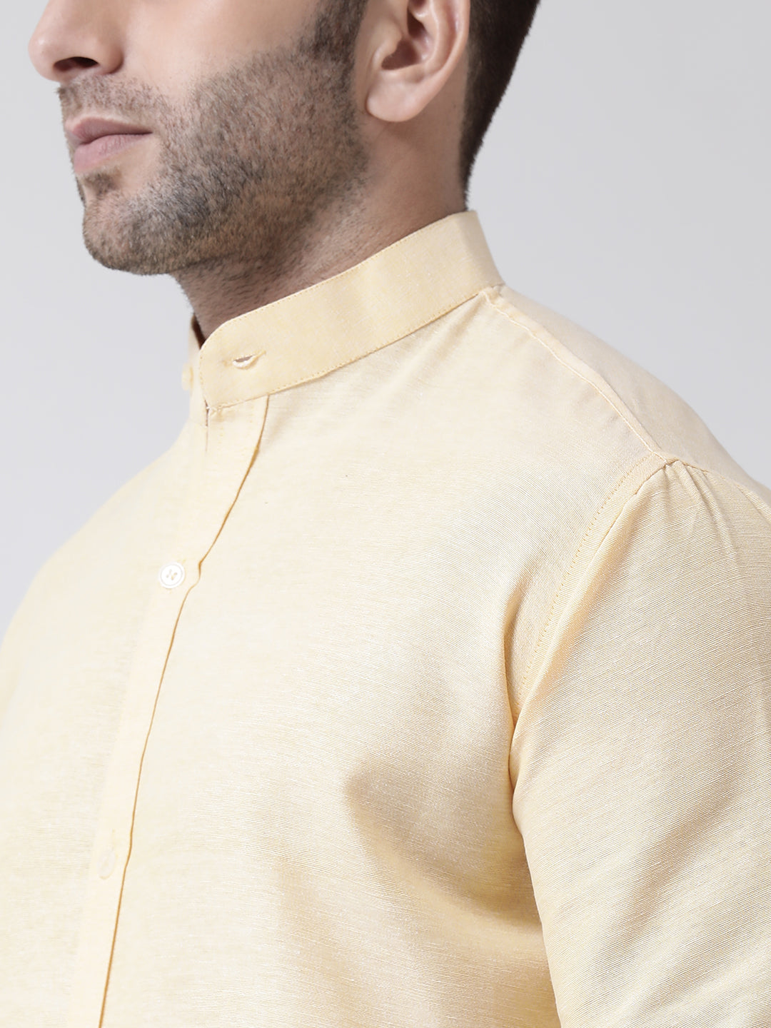RIAG Beige Men's Chinese Collar Full Sleeves Shirt | Grocsy