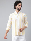 RIAG Beige Men's Chinese Collar Full Sleeves Shirt | Grocsy