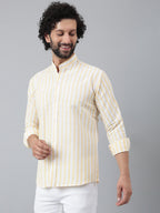 RIAG Beige Men's Chinese Collar Full Sleeves Shirt | Grocsy