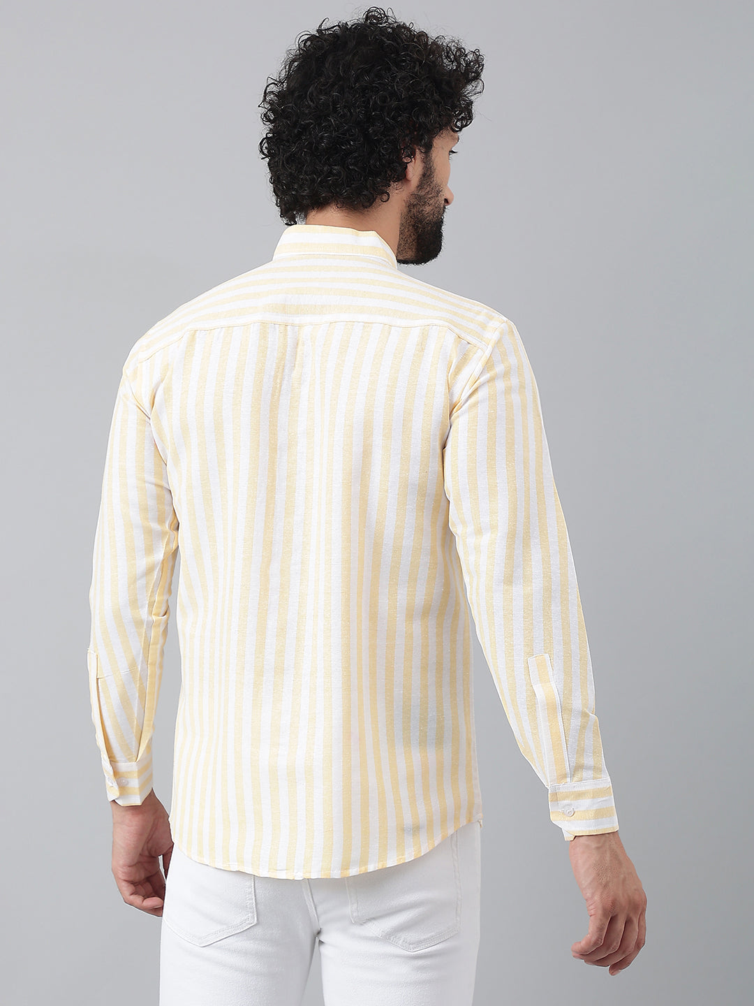 RIAG Beige Men's Chinese Collar Full Sleeves Shirt | Grocsy