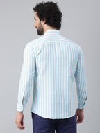 RIAG Blue Men's Chinese Collar Full Sleeves Shirt | Grocsy