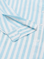 RIAG Blue Men's Chinese Collar Full Sleeves Shirt | Grocsy
