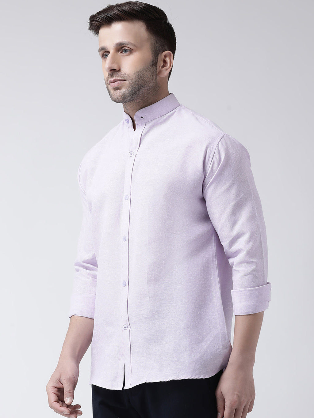 RIAG Violet Men's Chinese Collar Full Sleeves Shirt | Grocsy