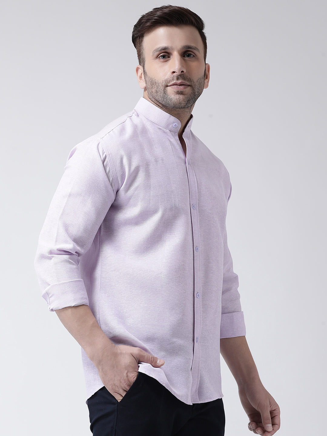 RIAG Violet Men's Chinese Collar Full Sleeves Shirt | Grocsy
