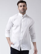 RIAG White Men's Chinese Collar Full Sleeves Shirt | Grocsy