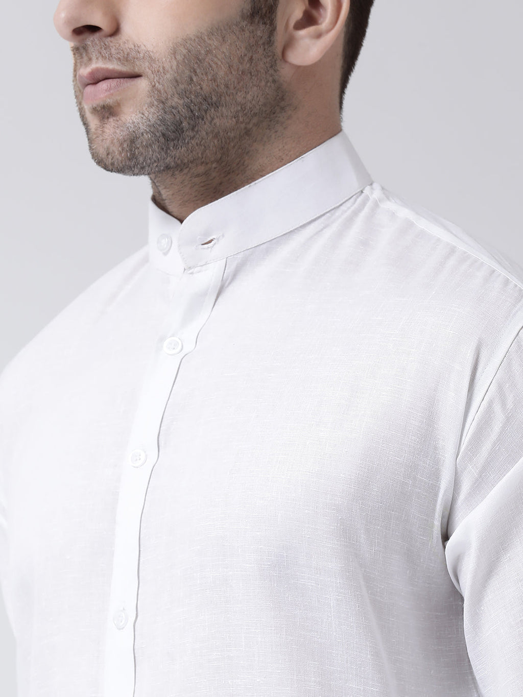 RIAG White Men's Chinese Collar Full Sleeves Shirt | Grocsy