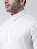 RIAG White Men's Chinese Collar Full Sleeves Shirt | Grocsy