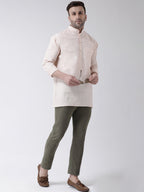 RIAG Beige Color Long Sleeves Men's Cotton Short Kurta | Grocsy