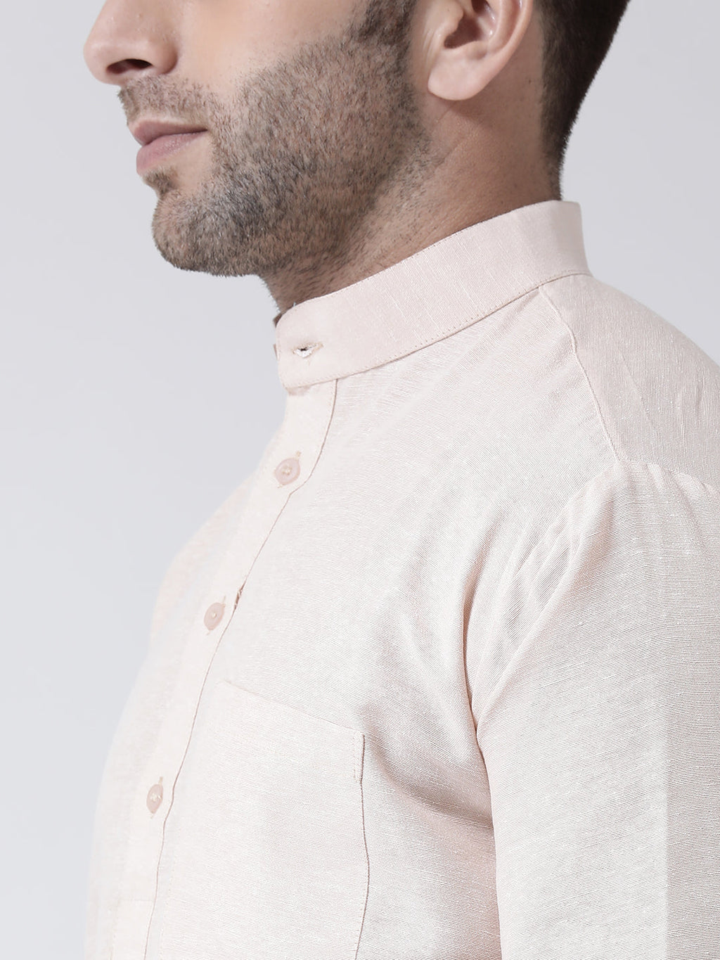 RIAG Beige Color Long Sleeves Men's Cotton Short Kurta | Grocsy
