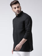 RIAG Black Color Long Sleeves Men's Cotton Short Kurta | Grocsy