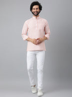 RIAG Orange Color Long Sleeves Casual Men's Cotton Short Kurta | Grocsy