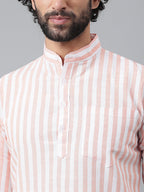RIAG Orange Color Long Sleeves Casual Men's Cotton Short Kurta | Grocsy