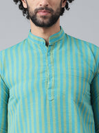 RIAG Blue Color Long Sleeves Casual Men's Cotton Short Kurta | Grocsy