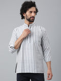 RIAG Grey Color Long Sleeves Casual Men's Cotton Short Kurta | Grocsy