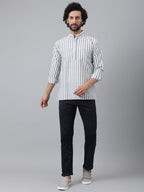 RIAG Grey Color Long Sleeves Casual Men's Cotton Short Kurta | Grocsy