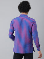 RIAG Navy Blue Color Long Sleeves Casual Men's Cotton Short Kurta | Grocsy