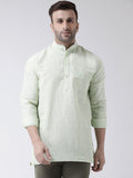 RIAG Green Color Long Sleeves Men's Cotton Short Kurta | Grocsy