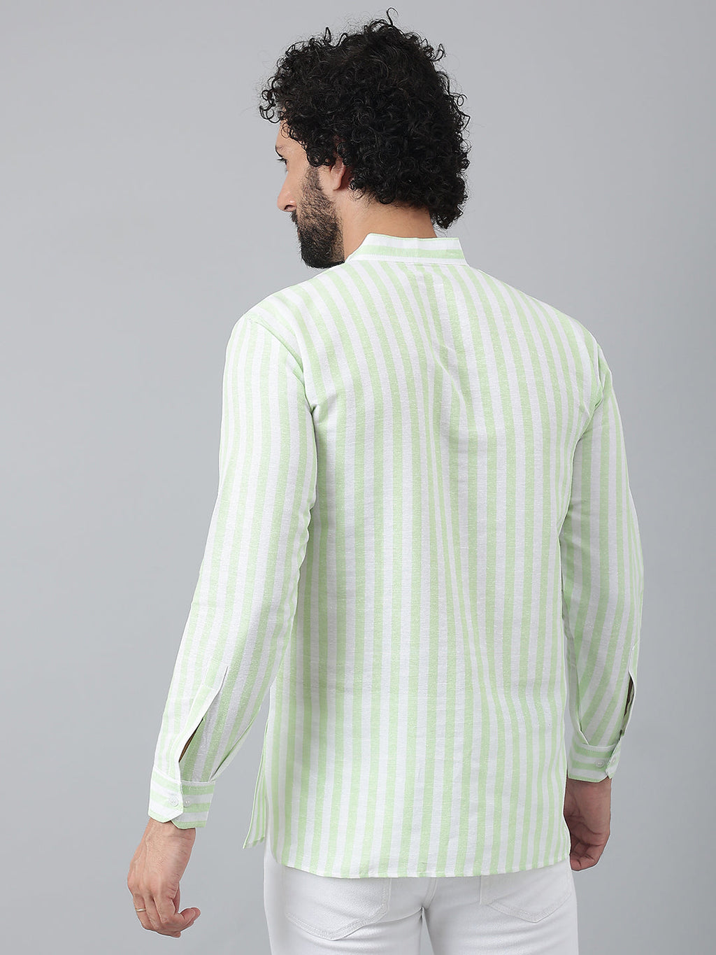 RIAG Green Color Long Sleeves Casual Men's Cotton Short Kurta | Grocsy
