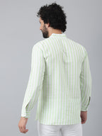 RIAG Green Color Long Sleeves Casual Men's Cotton Short Kurta | Grocsy
