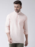 RIAG Beige Color Long Sleeves Men's Cotton Short Kurta | Grocsy