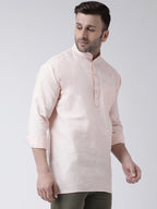 RIAG Beige Color Long Sleeves Men's Cotton Short Kurta | Grocsy