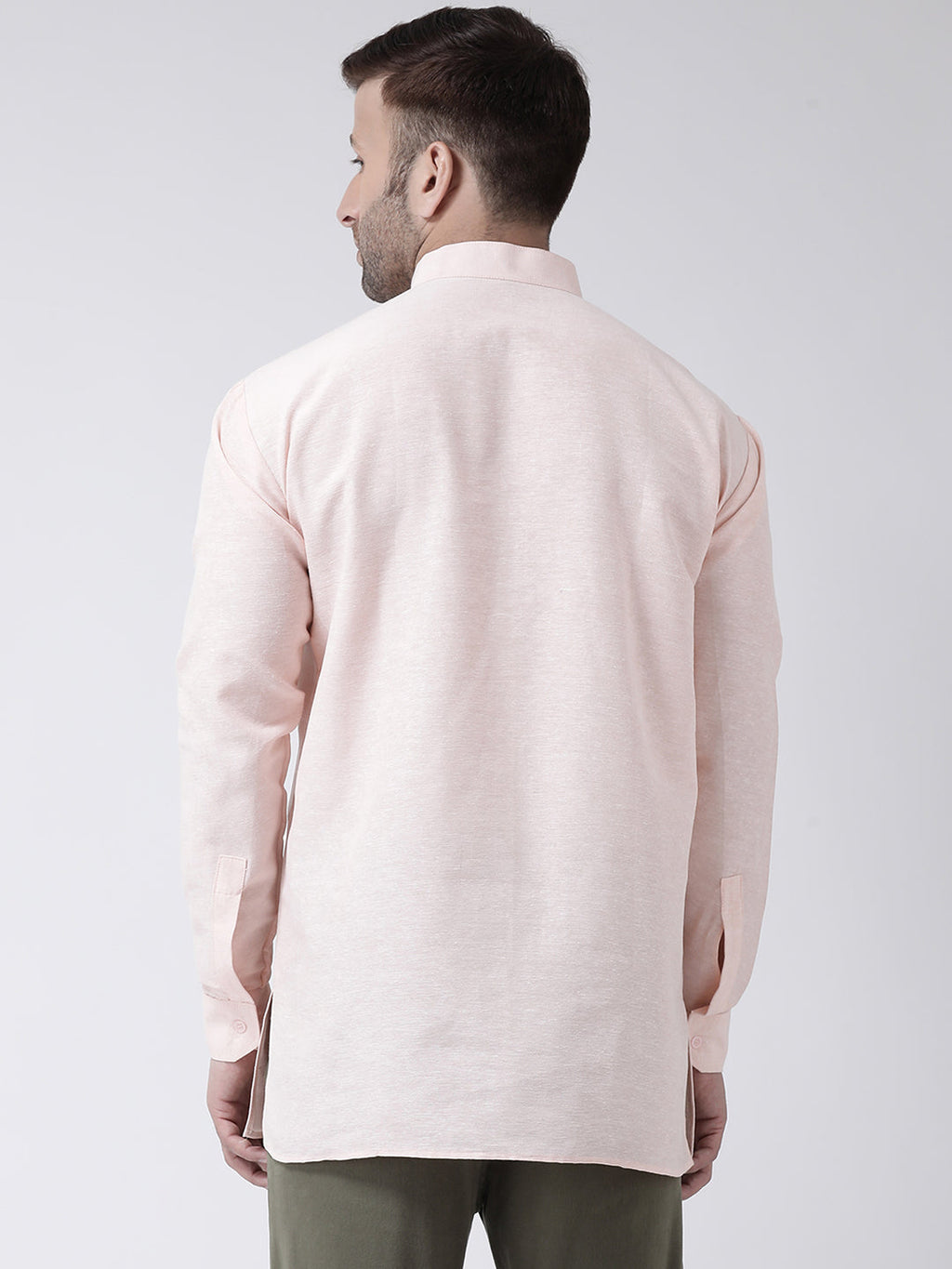 RIAG Beige Color Long Sleeves Men's Cotton Short Kurta | Grocsy