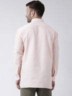 RIAG Beige Color Long Sleeves Men's Cotton Short Kurta | Grocsy
