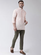 RIAG Beige Color Long Sleeves Men's Cotton Short Kurta | Grocsy