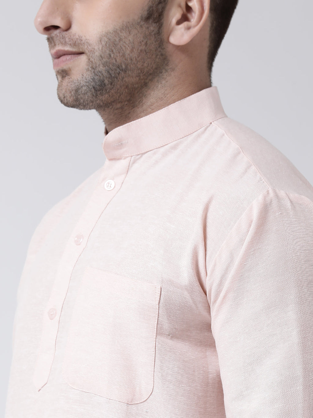 RIAG Beige Color Long Sleeves Men's Cotton Short Kurta | Grocsy