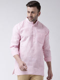 RIAG Pink Color Long Sleeves Men's Cotton Short Kurta | Grocsy
