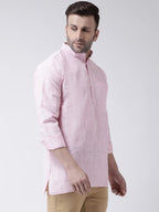 RIAG Pink Color Long Sleeves Men's Cotton Short Kurta | Grocsy