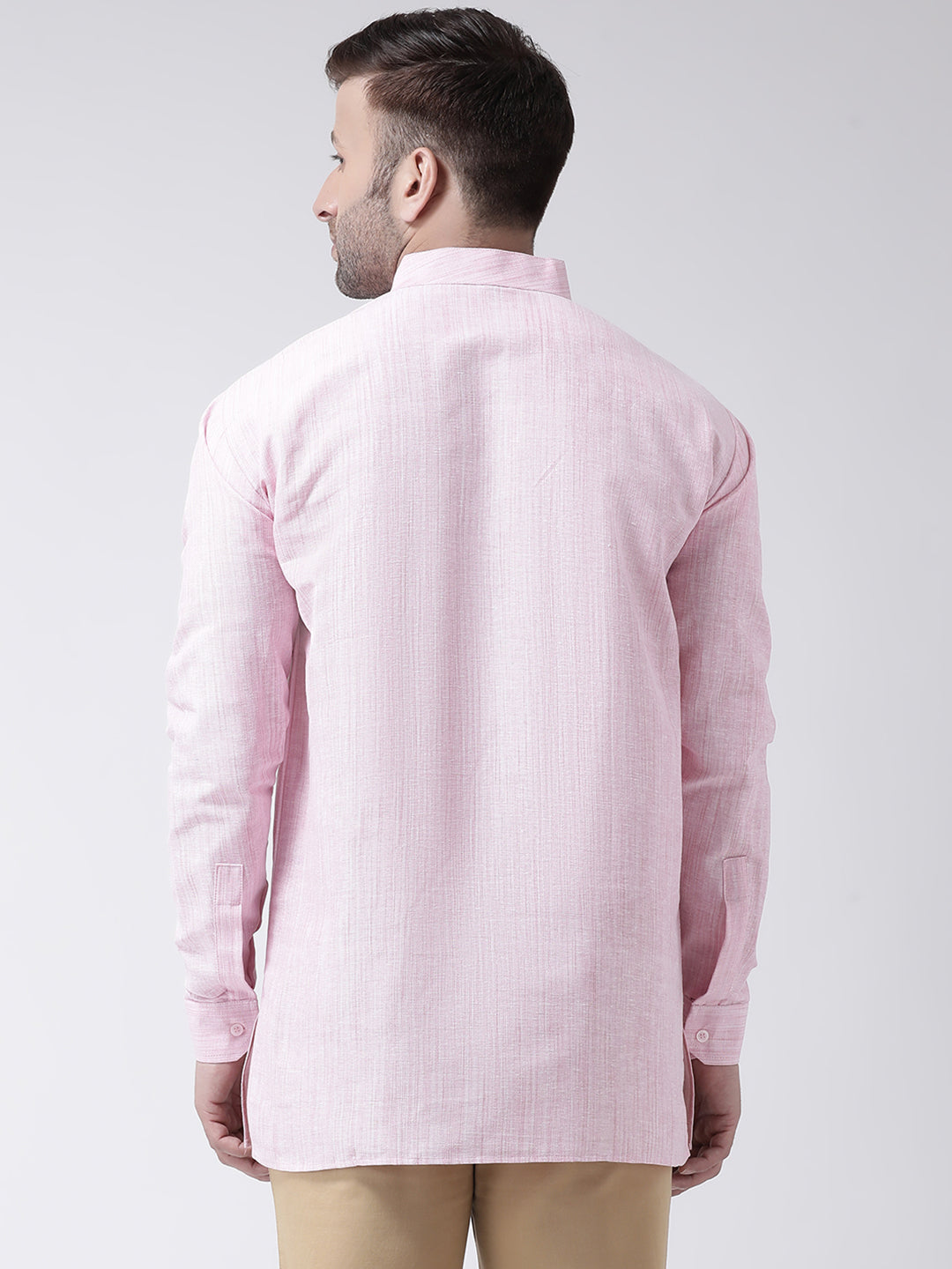 RIAG Pink Color Long Sleeves Men's Cotton Short Kurta | Grocsy