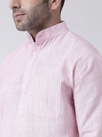 RIAG Pink Color Long Sleeves Men's Cotton Short Kurta | Grocsy