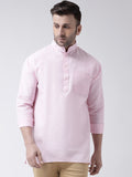 RIAG Pink Color Long Sleeves Men's Cotton Short Kurta | Grocsy