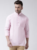 RIAG Pink Color Long Sleeves Men's Cotton Short Kurta | Grocsy