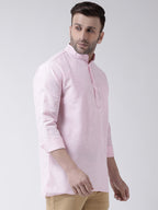RIAG Pink Color Long Sleeves Men's Cotton Short Kurta | Grocsy