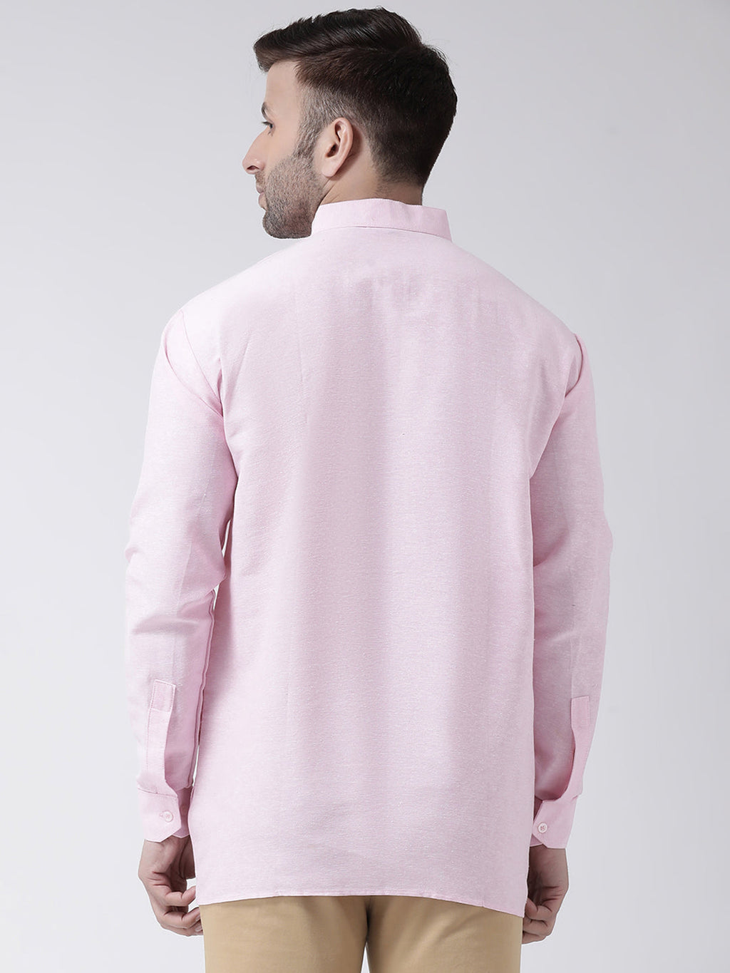 RIAG Pink Color Long Sleeves Men's Cotton Short Kurta | Grocsy