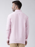 RIAG Pink Color Long Sleeves Men's Cotton Short Kurta | Grocsy
