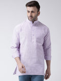 RIAG Purple Color Long Sleeves Men's Cotton Short Kurta | Grocsy