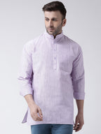 RIAG Purple Color Long Sleeves Men's Cotton Short Kurta | Grocsy
