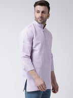 RIAG Purple Color Long Sleeves Men's Cotton Short Kurta | Grocsy