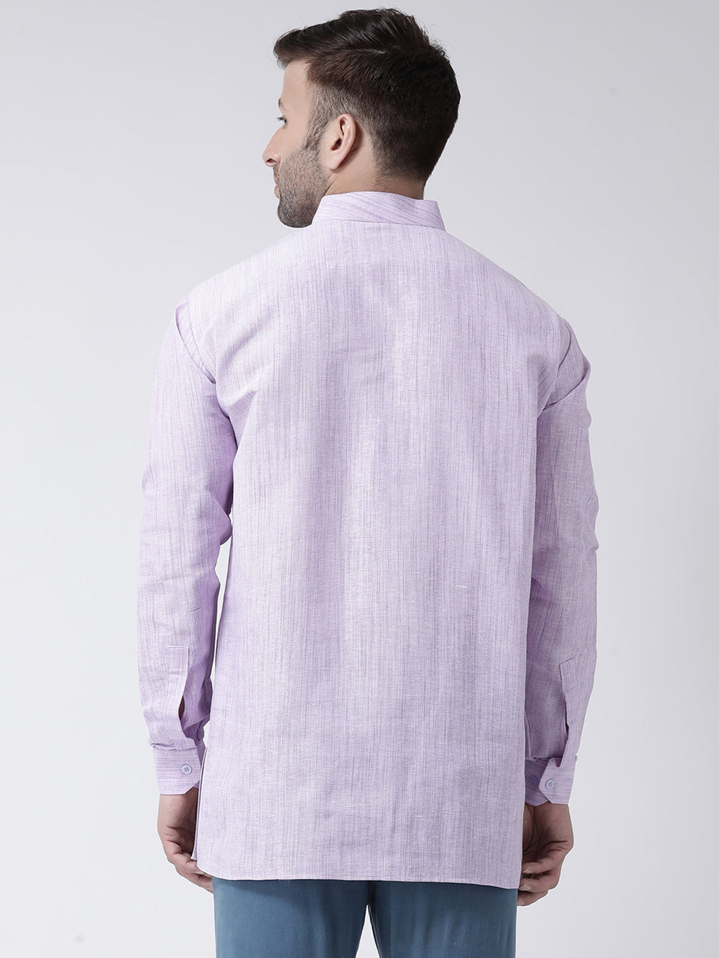 RIAG Purple Color Long Sleeves Men's Cotton Short Kurta | Grocsy