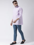 RIAG Purple Color Long Sleeves Men's Cotton Short Kurta | Grocsy