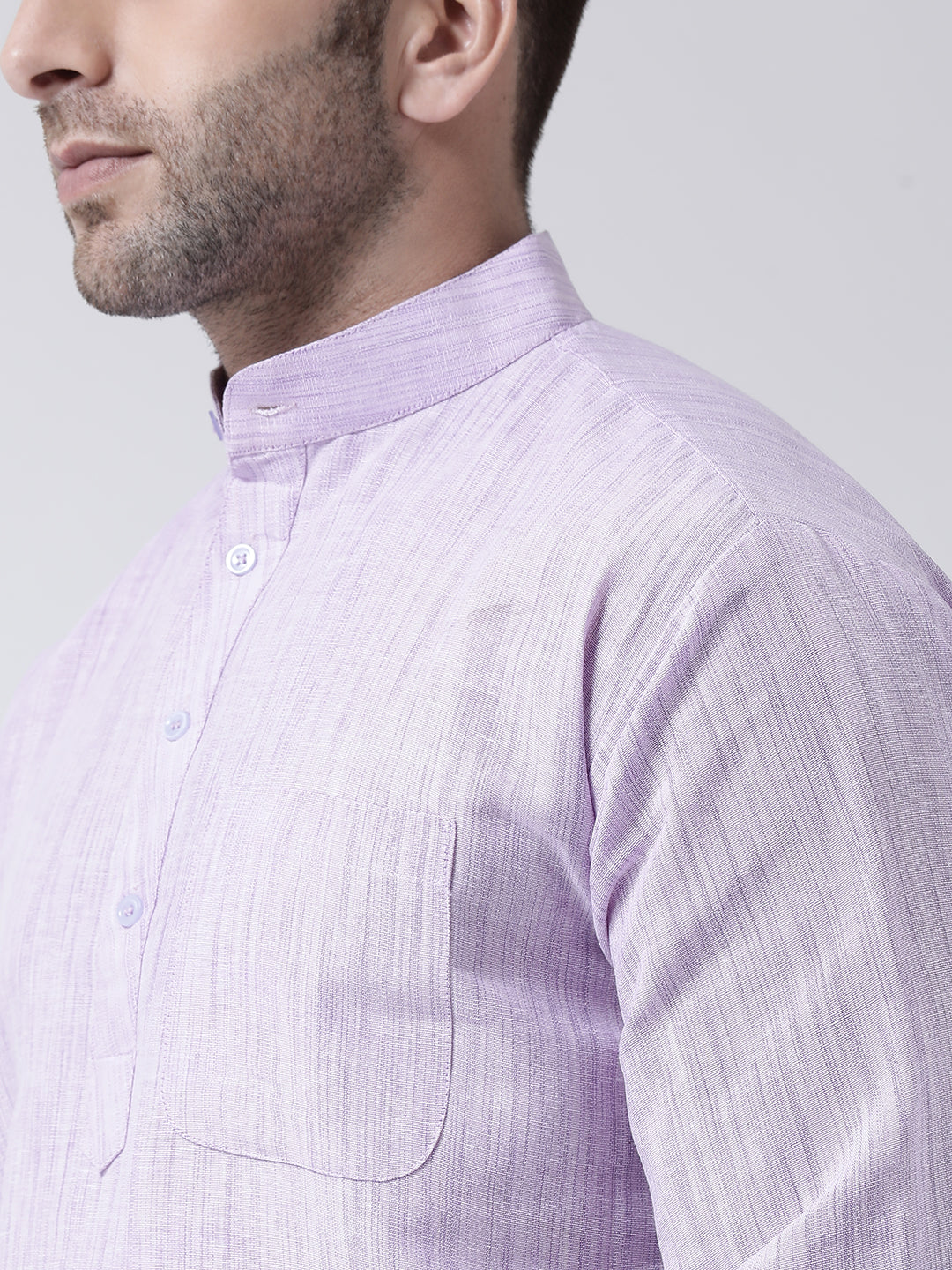 RIAG Purple Color Long Sleeves Men's Cotton Short Kurta | Grocsy
