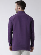 RIAG Purple Color Long Sleeves Men's Cotton Short Kurta | Grocsy