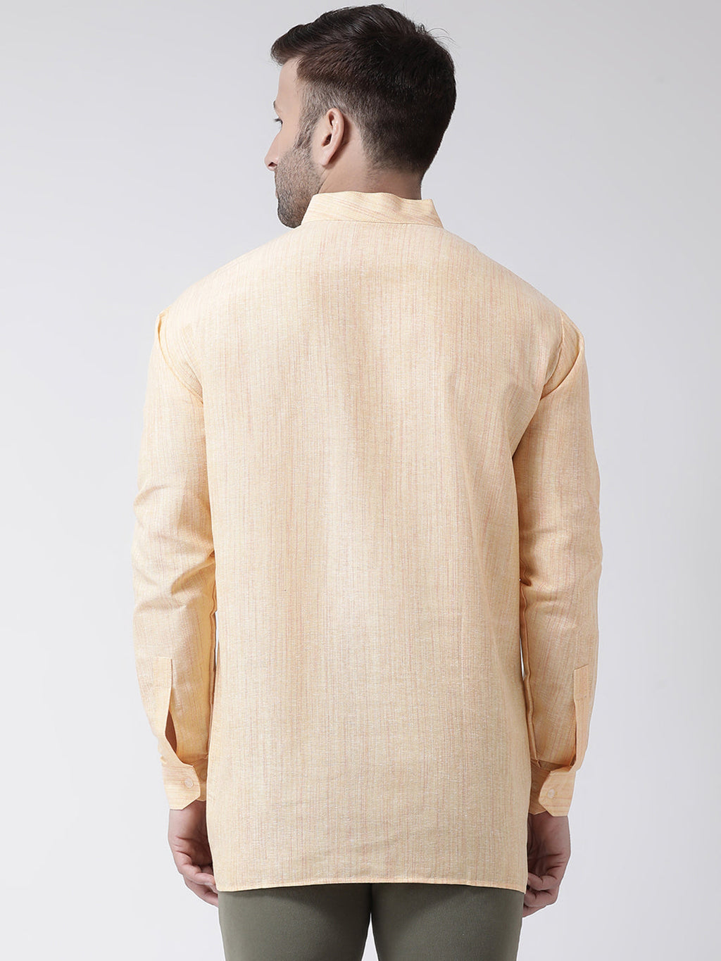 RIAG Beige Color Long Sleeves Men's Cotton Short Kurta | Grocsy