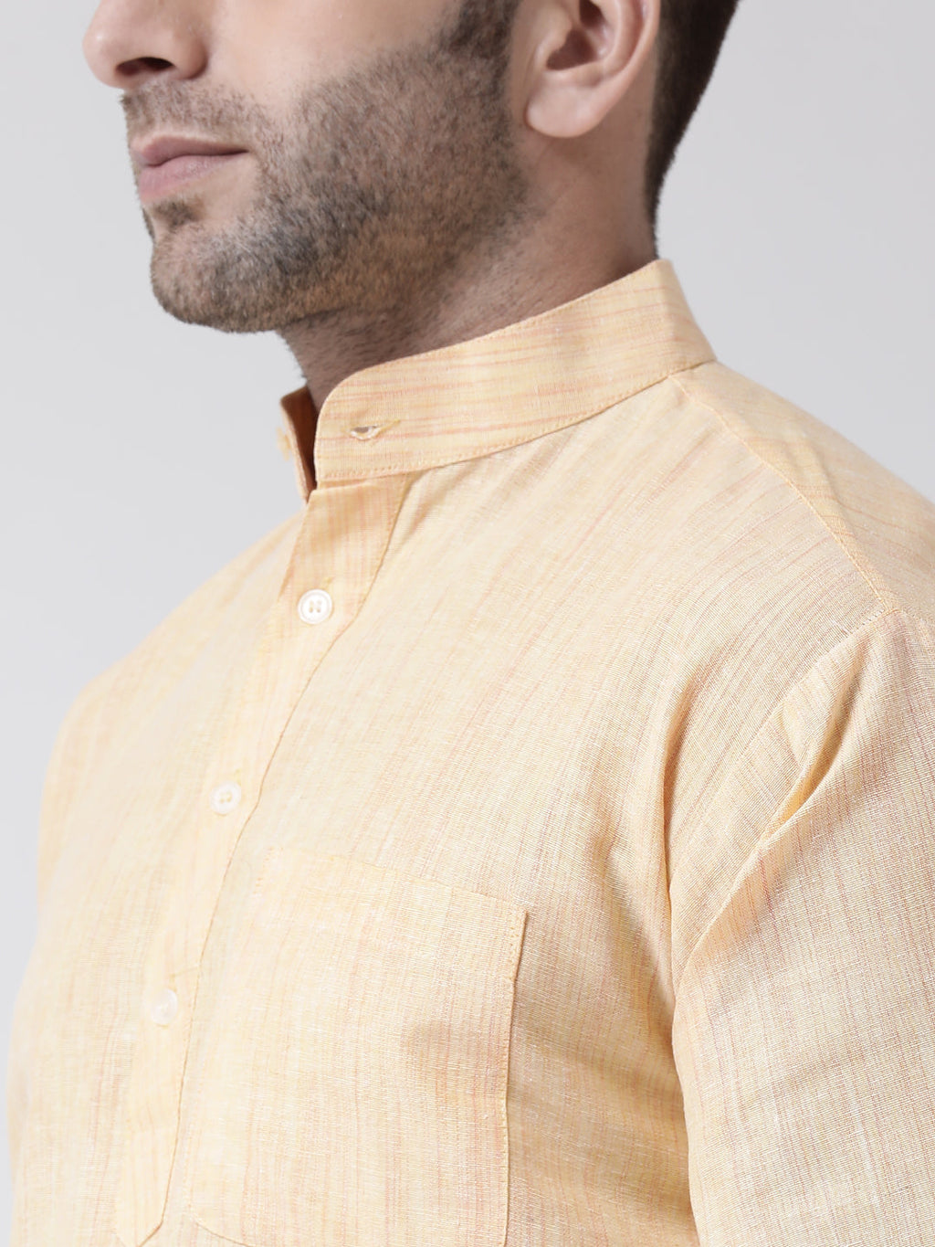 RIAG Beige Color Long Sleeves Men's Cotton Short Kurta | Grocsy