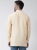 RIAG Beige Color Long Sleeves Men's Cotton Short Kurta | Grocsy